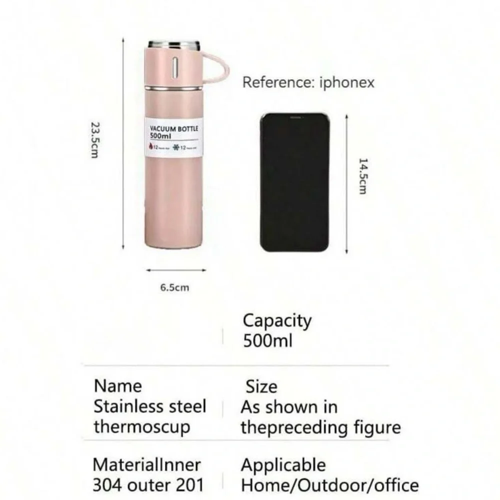 1 Set Stainless Steel Thermal Cup, Double Layer Leakproof Insulated Water Bottle - Picture 7 of 15
